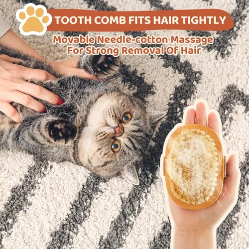 Vista 6 de Suclain 2 cepillos suaves para perros, cerdas de jabalí, cepillo para mascotas para cachorros y gatos de pelo corto con banda, reduce