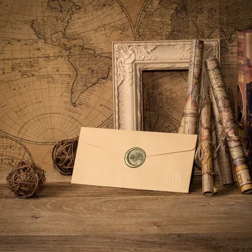 Vista 4 de Mceal Sello de cera, cabeza de latón plateado con mango de palisandro, 1.2 pulgadas de diámetro, cocodrilo