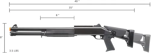 Vista 6 de Potente bomba M3 Acción Multi Shot Airsoft escopeta w/retráctil Stock - Negro (320 FPS)