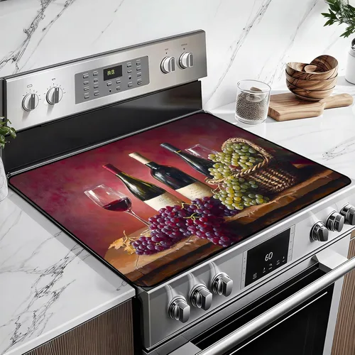 Vista 24 de Cubierta de estufa de vidrio resistente al calor con revestimiento de goma antideslizante – Protector de estufa eléctrica de 28.5x20.5 pulgadas