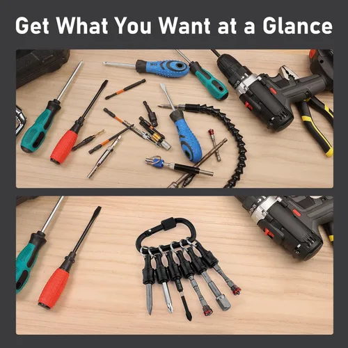 Vista 3 de Valkynos 6 Piezas Soporte para Brocas Regalos para Hombres, Llavero con Soporte de 1/4, Soporte para Brocas de Impacto, Organizador de Brocas