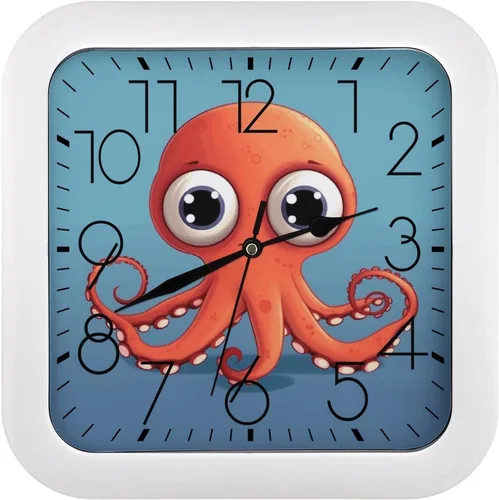 Vista 11 de 10" Square Modern Wall Clock,Americana Flag Deer Print Kitchen Clocks Wall Battery Operated,Silent Non Ticking Unique Funny Cute Wall Clock for