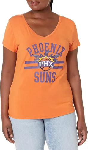 Vista 64 de Ultra Game Camiseta de mujer NBA Oficial con cuello en V y strass de manga corta
