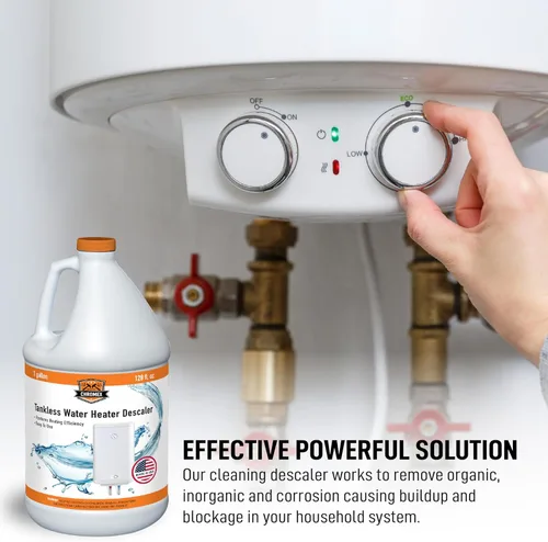 Vista 2 de Chromex - Solución para desincrustar calentadores de agua sin tanque Desincrustante altamente efectivo, 1 galón
