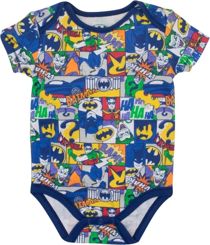 Vista 5 de WARNER BROS DC Comics Justice League Batman Robin Riddler Joker Baby 5 Pack Bodysuits Newborn to Infant