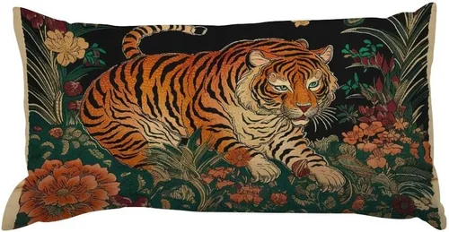 Vista 13 de Lumbar Pillowcases Brown Cheetah Leopard Print Throw Pillow Cover Asian Chinese 12x16 Decorative Pillow Home Cotton Linen Chic Cushion Cases for