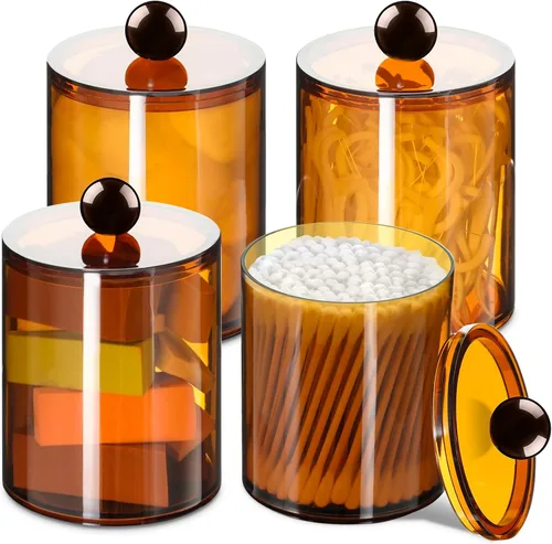 Vista 8 de XIPENGKEJI Paquete de 2 Portadores de Qtip, Juego de Frascos de Boticario, Frascos de Baño con Tapas para Hisopos de Algodón, Bolas, Almohadillas