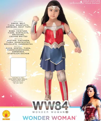Vista 2 de Rubies DC Comics WW84 Wonder Woman Deluxe - Vestido de disfraz para niña, talla S