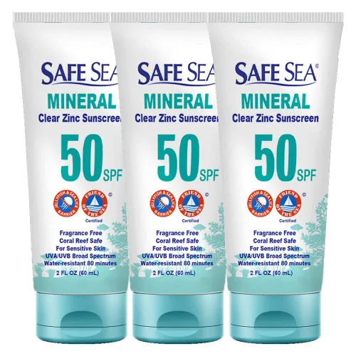 Vista 7 de Safe Sea Protector solar de óxido de zinc SPF50 Protector solar facial mineral transparente Loción protectora antipicaduras de medusas Seguro
