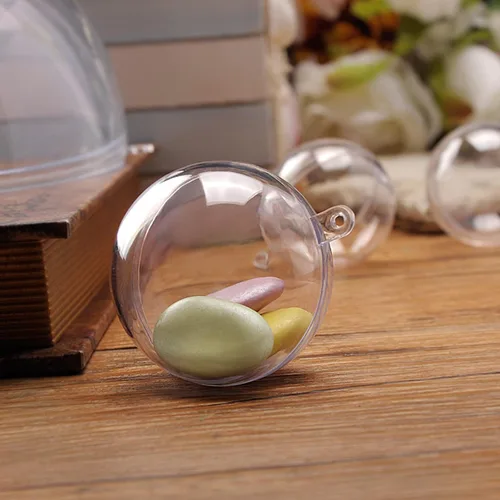 Vista 3 de 10 bolas decorativas de plástico transparente de relleno de 2.75 pulgadas, bola transparente para manualidades, Navidad, cumpleaños, boda, fiesta