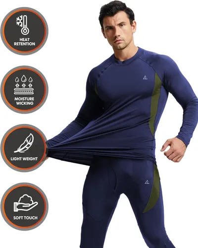 Vista 2 de CL convallaria Conjunto de ropa interior térmica para hombre con bragueta, capa base larga para invierno, equipo de caza, parte superior e inferior