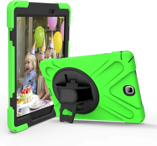 Vista 13 de IVY Funda con función atril de 360 grados compatible con Samsung Galaxy Tab A 9.7 2015 (SM-T550) con correa para la muñeca y correa para el hombro