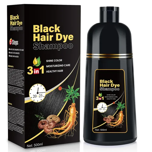 YOURTONE Champú negro para teñir el cabello, solución instantánea y fácil de teñir el cabello 3 en 1 para hombres y mujeres, fórmula herbaria, sin