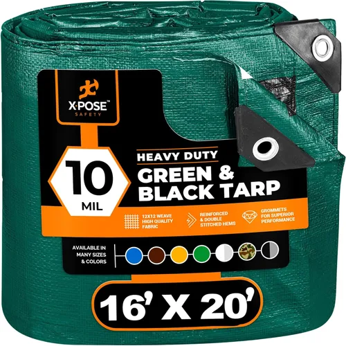 Vista 19 de Lona de Polietileno de Servicio Pesado - 5' X 7' - 10 Mil de Grosor Impermeable, Cubierta Protectora Bloqueadora de UV - Reversible Verde y Negro