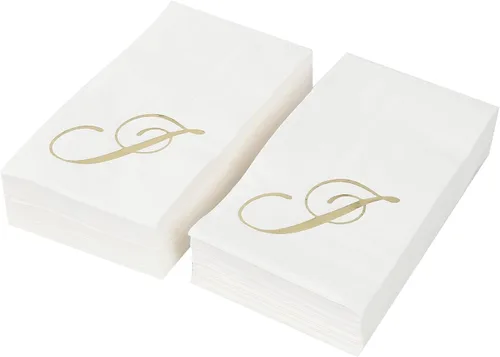 Vista 40 de Efavormart 50 Pack Servilletas de papel para fiestas de 2 capas suaves verde oliva con borde dorado de oro, servilletas para cenas, cócteles