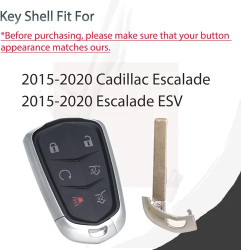 Vista 5 de SUPALAND Funda de repuesto para llavero Cadillac Escalade ESV 2015 2016 2017 2018 2019 2020 entrada sin llave control remoto 6 botones