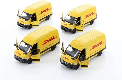 Sprinter DHL Delivery Van Diecast Car Set – Caja de 12 coches surtidos a escala 1/48 modelo fundido a presión
