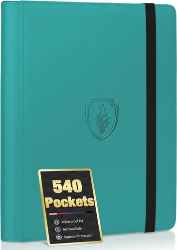 Vista 19 de Carpeta de tarjetas prémium con 9 bolsillos para 360 tarjetas, carpeta de tarjetas coleccionables de poliuretano resistente, álbum de colección