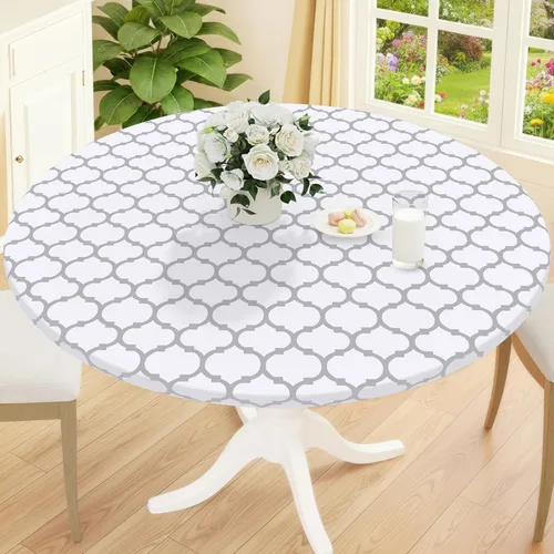 Vista 15 de Smiry Mantel redondo de pícnic, fundas de mesa elásticas impermeables para mesas de 18 a 24 pulgadas, manteles de vinilo con parte trasera