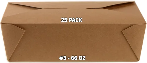 EcoQuality Paquete de 25 recipientes de comida para llevar, caja de papel kraft marrón de 66 onzas, resistente a fugas y grasa, para el microondas,