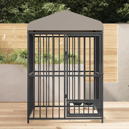 Perrera para perros grandes, 4 x 4 x 6 pies, perrera grande exterior con cerradura, recintos para perros con cubierta impermeable resistente a los
