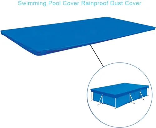 Vista 6 de Cubierta rectangular de piscina para (8.5 x 5.5 pies/9.8 x 6.5 pies/13 x 6.9 pies), rectangular, duradera, a prueba de polvo, a prueba de lluvia
