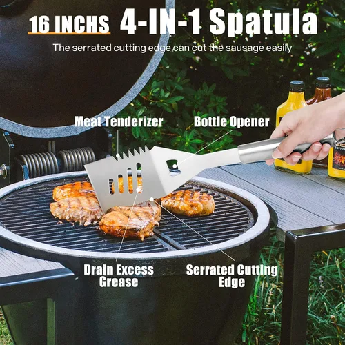 Vista 2 de Duerer Juego de 32 herramientas para parrilla de barbacoa, herramientas para parrilla de acero inoxidable, accesorios para parrilla de barbacoa