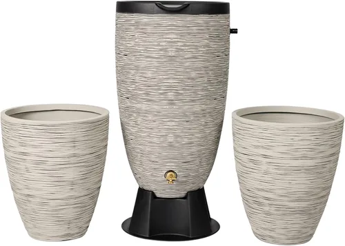 Vista 12 de RTS Home Accents Barril de lluvia Newport de 50 galones con soporte y tapa extraíble, color bronce