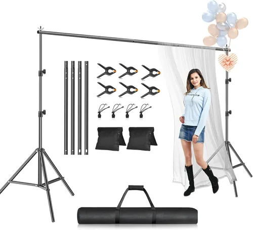 Kit de soporte para telón de fondo de fotos EMART, marco ajustable de 6.9 x 10 pies para fotografía, soporte de fondo para pancarta de sesión de