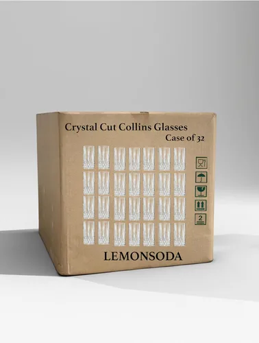 Vista 4 de LEMONSODA Vasos para beber – Vasos de agua de alta calidad – Vasos de corte de cristal para limonada, cócteles – Elegante juego de cristalería