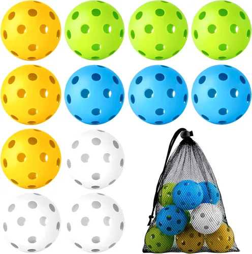 Vista 13 de Coopay Paquete de 12/50/100 pelotas de práctica de béisbol, bolas de entrenamiento de plástico, bolas de sóftbol huecas ligeras con una bolsa