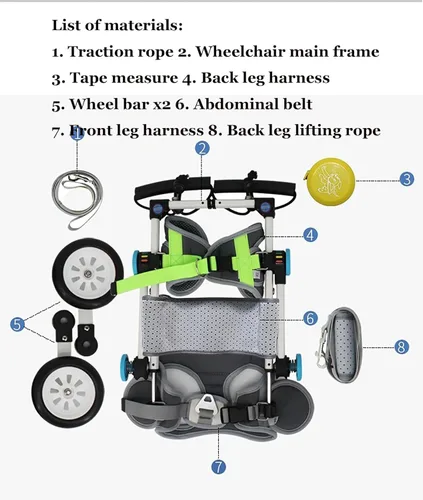 Vista 6 de Dog Wheelchair for Hind Legs - Adjustable Pet Cart with Wheels, Mobility Aid for Dogs, Support for Back Leg Weakness, Ideal for XX-Small Breeds