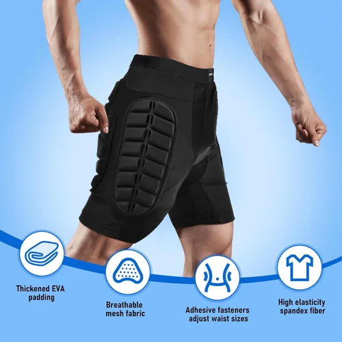 Vista 6 de TOMSHOO 3D Hip Protective Snowboard Butt Pads Impact Shorts Tailbone Protection Crash Pants for Skiing Skateboarding, Men Women