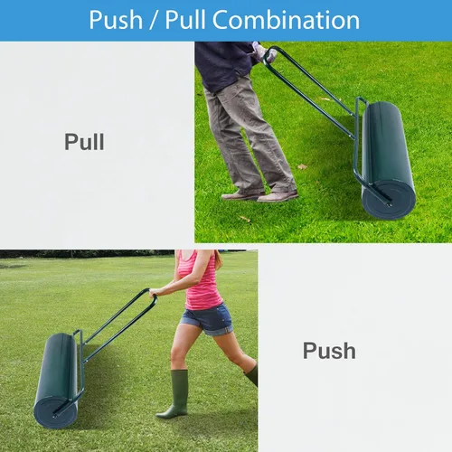 Vista 5 de S AFSTAR Rodillo de césped, empuje/remolque detrás del césped con mango en forma de U, rodillo de tambor de jardín relleno de agua y arena