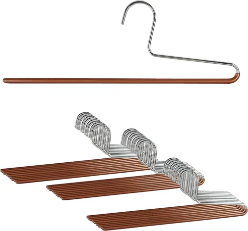 Vista 22 de Mawa by Reston Lloyd - Percha antideslizante para ropa que ahorra espacio con una sola barra para pantalones, estilo KH/1, juego de 30, color rojo