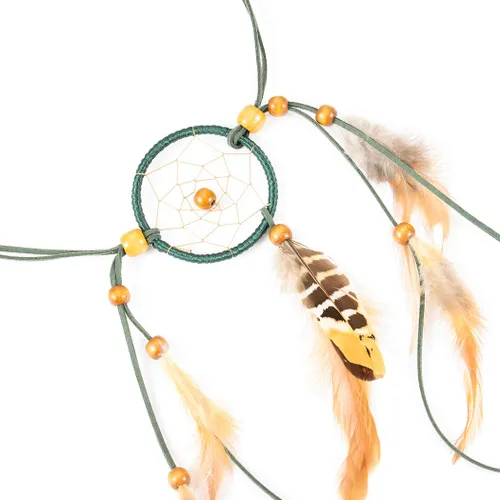 Vista 3 de Gangel Dreamcatcher - Diadema de plumas bohemias con plumas blancas y marrones con borla de plumas blancas y marrones cuerda de cáñamo carnaval
