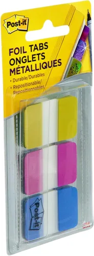 Vista 2 de Post-it Pestañas de aluminio, colores iridiscentes, 36 pestañas/paquete, 1 x 1.5 pulgadas (686-FLOPBT)