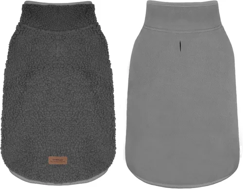 Vista 17 de cyeollo Abrigo de invierno para perro, chaqueta reversible para perro, cuello alto, suéter cálido de forro polar, sherpa para perros, chaleco