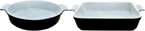 Vista 6 de Partito Bella Plato rectangular de cerámica de alta calidad de 12.5 x 10 x 2 pulgadas con tapa clásica – Horno de cocina para lasaña, cazuela
