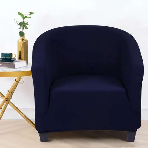 Vista 2 de SearchI Funda elástica para silla club, fundas elásticas para sillas barrel de color sólido, fundas para sillas tub de spandex, funda de sofá
