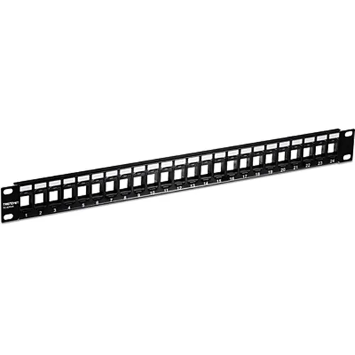 Vista 11 de TRENDnet Paneles de Parche Keystone 1U en blanco de 24 puertos, TC-KP24/2, Carcasa de Montaje en Rack Metálica de 1U 19", recomendada con conectores