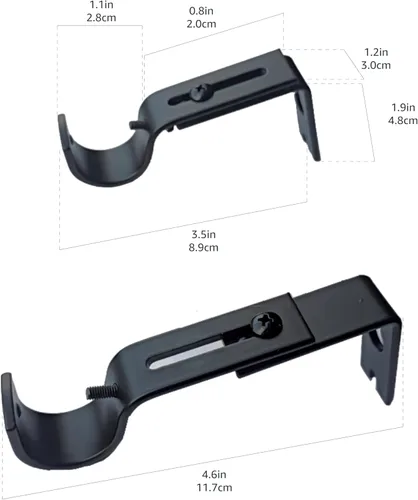 Vista 6 de Amazon Basics Ganchos Ajustables para Soporte de Pared de Barra de Cortina, Juego de 2, Negro