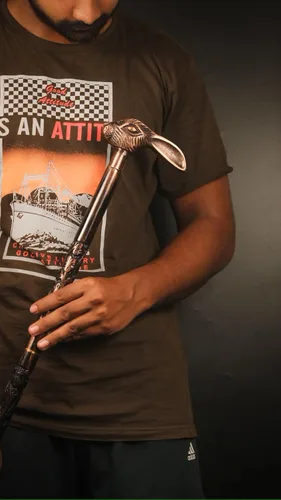 Vista 5 de Bastón de caña antigua rara con cabeza de conejo de diseño de madera tallada de primera calidad, bastón tallado, hermoso bastón para caminar, mango