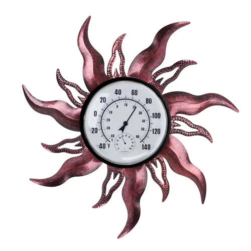 Large Sun Outdoor Thermometer, 27“ Metal Thermometer Outdoor Waterproof, Decorative Outdoor Thermometers for Patio, Outside Thermometer with