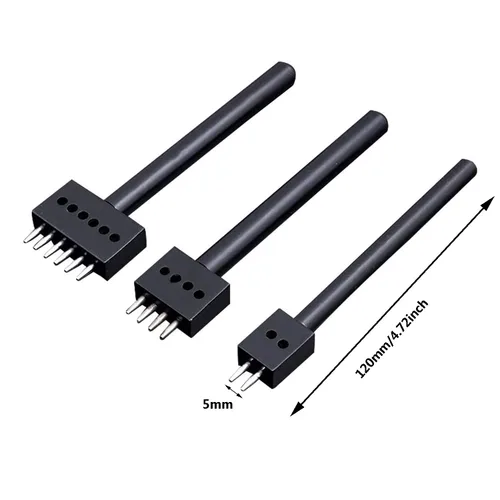 Lingtoolator - Juego de herramientas de punzonado de cuero para perforar, 3 piezas, juego de cinceles de costura de cordones de diamante, perforador