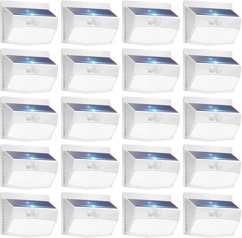 Vista 24 de Luces Solares para Exteriores, 12 Paquetes de Luces Solares con Sensor de Movimiento y Seguridad con 3 Modos de Iluminación, Luces Solares de Pared