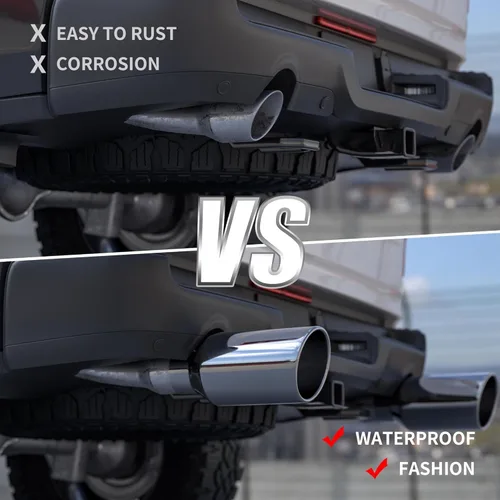 Vista 7 de Richeer Punta de escape de 4 a 10 pulgadas, entrada de 4 pulgadas, salida de 10 pulgadas, longitud total de 18 pulgadas, punta de escape de acero