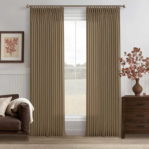Vista 36 de TWODRAPES Cortinas de Lino Plisadas con Pinza Beige Blancas de 54 Pulgadas de Largo 2 Paneles para Comedor Cocina Dormitorio Plisadas Semi