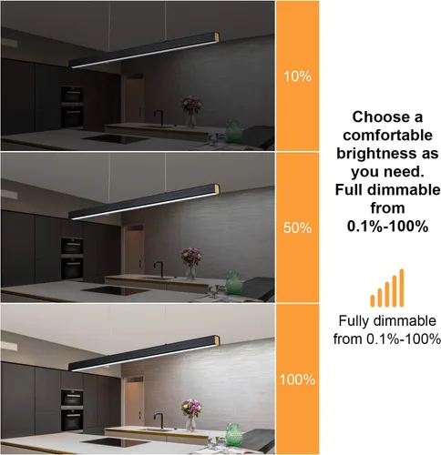 Vista 10 de Lámpara colgante lineal LED de 39.37 pulgadas, luz de mesa de billar regulable de 36 W, luces modernas de isla para cocina, comedor, sala de estar