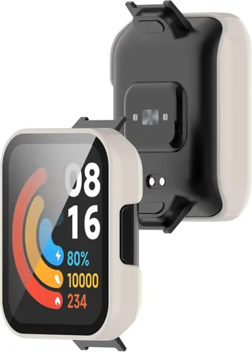 Vista 5 de Lijinlan Funda de vidrio templado compatible con Mi Redmi Watch 2 Lite Smartwatch Accesorios, policarbonato duro resistente a los arañazos, funda